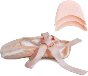 DKZSYIM Women's&Girls Pink Ballet Pointe Shoes with Ribbon Ballet Dance Toe Shoes Ballroom Performance Shoes,Model ZJBL