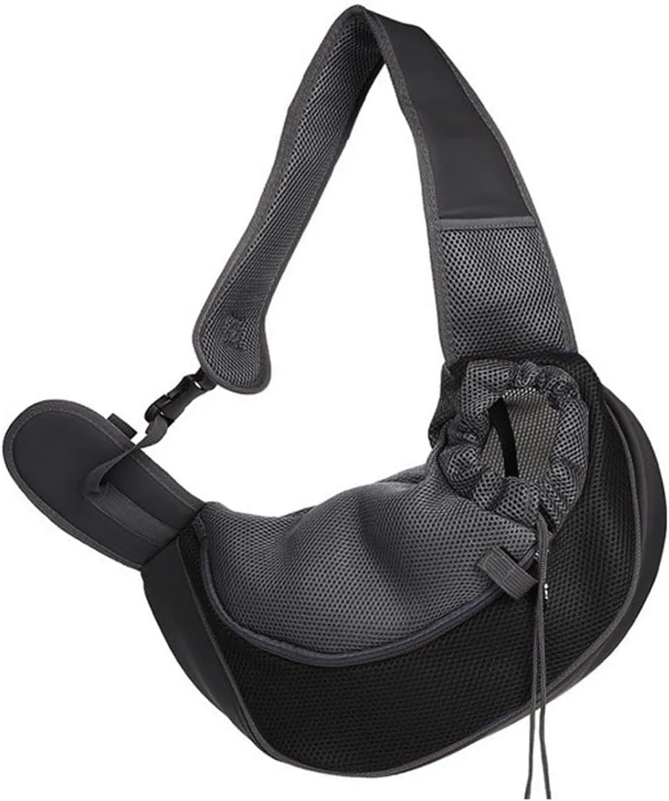 Dog Sling Carrier for Pooch Doggy Yorkie Chihuahua Baby, Travel Front Backpack Chest Body Holder Pack to Wear, Large, Black