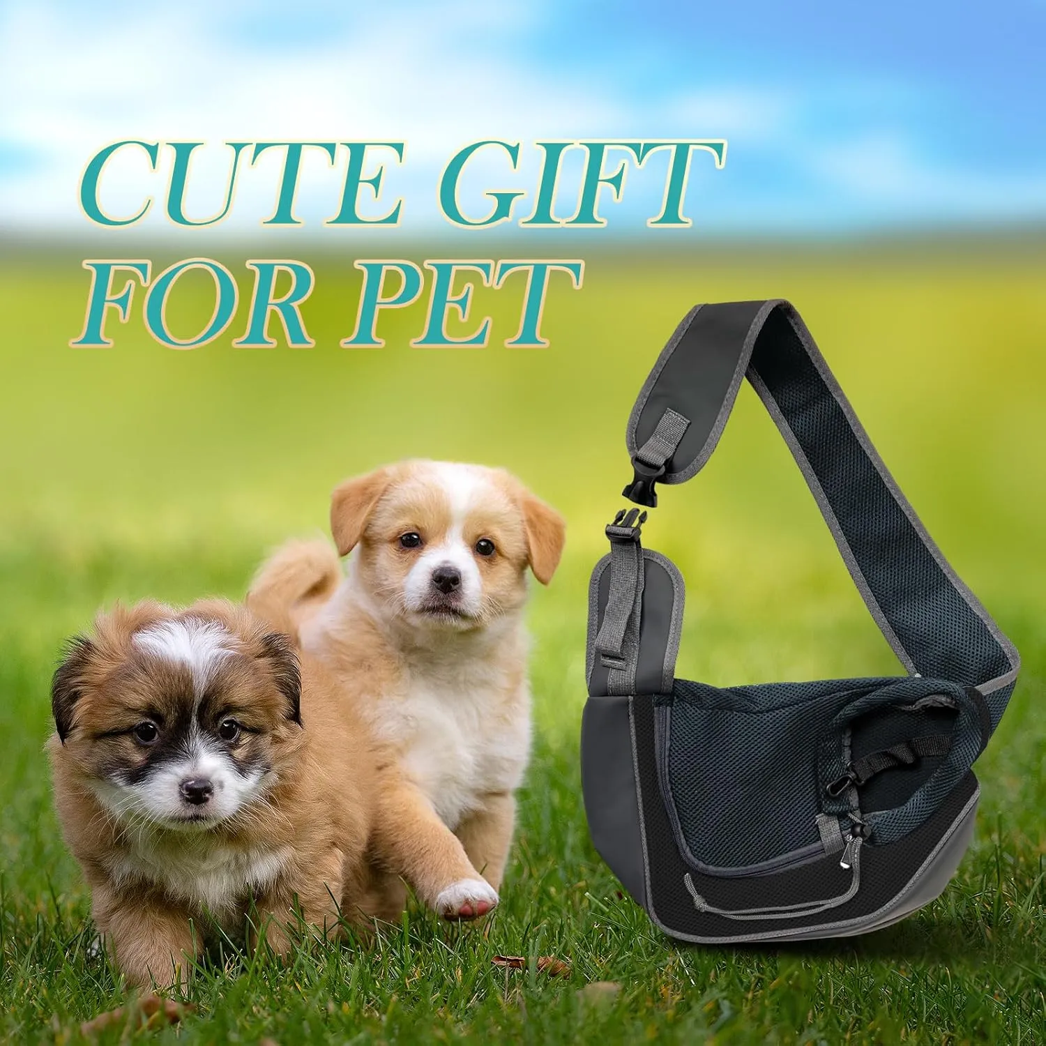 Dog Sling Carrier for Pooch Doggy Yorkie Chihuahua Baby, Travel Front Backpack Chest Body Holder Pack to Wear, Large, Black