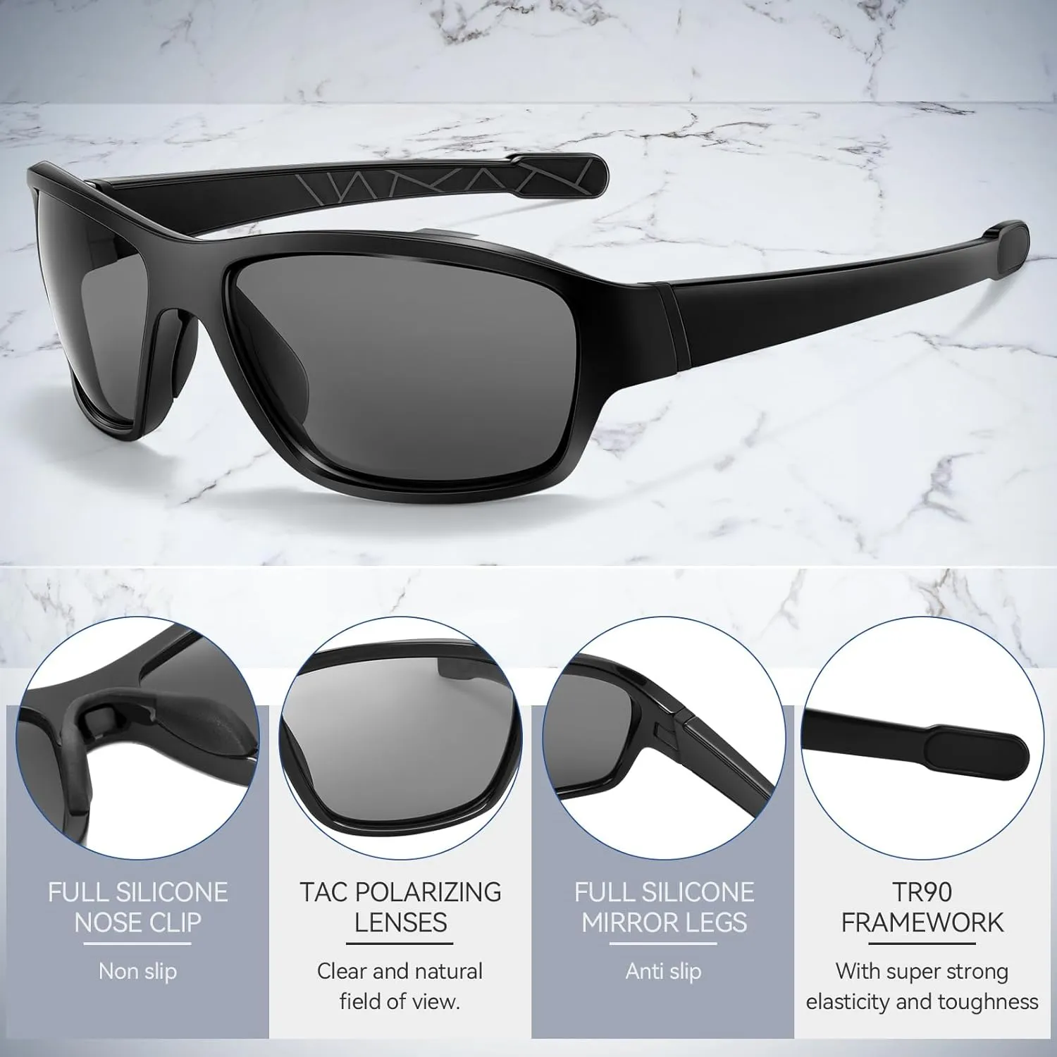 Dollger Polarized Sport Sunglasses for Men,100% UV Protection Running Goggles for Women Baseball Cycling Golf Fishing