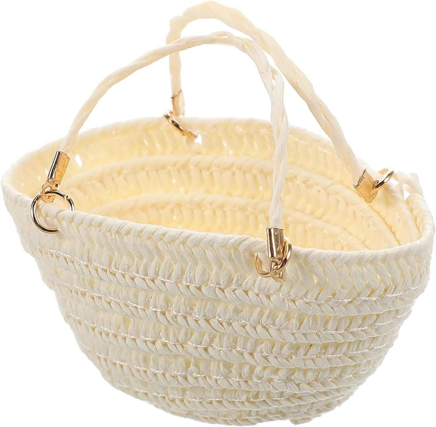 Dollhouse Miniature Shopping Bag Crossbody Straw Tote for Women Woven Handbag for Doll Collection Decor