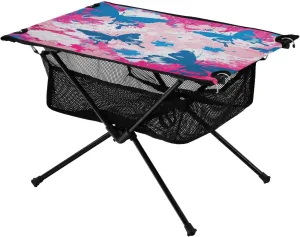 Doodle Colourful Inked Butterfly Pattern Portable Camping Table,Outdoor Folding Table,Beach Table,Suitable for Camping,Hiking,Picnic