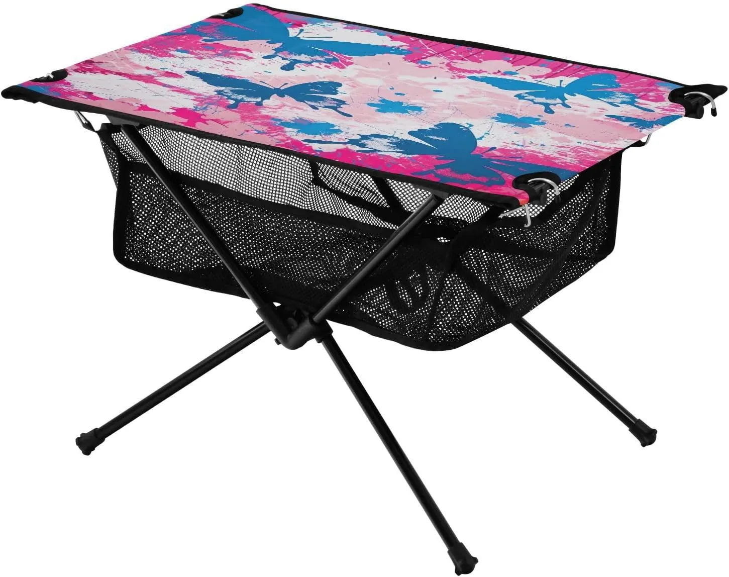 Doodle Colourful Inked Butterfly Pattern Portable Camping Table,Outdoor Folding Table,Beach Table,Suitable for Camping,Hiking,Picnic