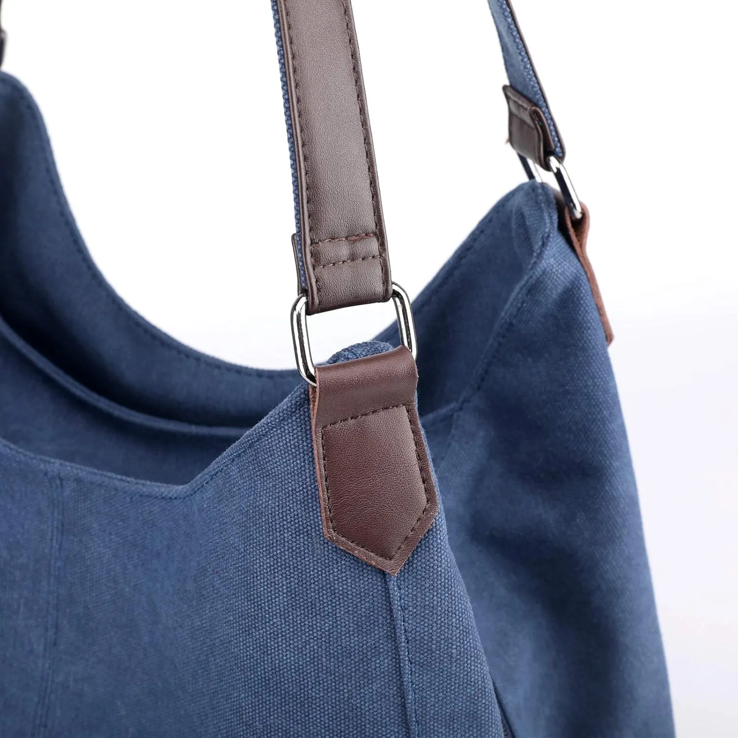 DOURR Women's Multi-pocket Shoulder Bag Fashion Cotton Canvas Handbag Tote Purse