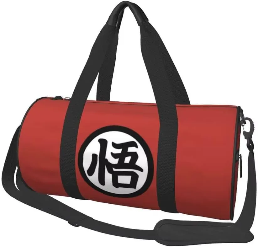 Dragon Duffel Bag, Large Capacity Canvas Travel Gym Bag with Shoulder Strap, Red and Black