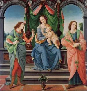 DTVWHQOHR Vintage Paintings Wall Art Print Picture the Virgin and Child Between Saint John and Saint by Lorenzo Di Credi Prints on Canvas for Home Decor 60x90cm
