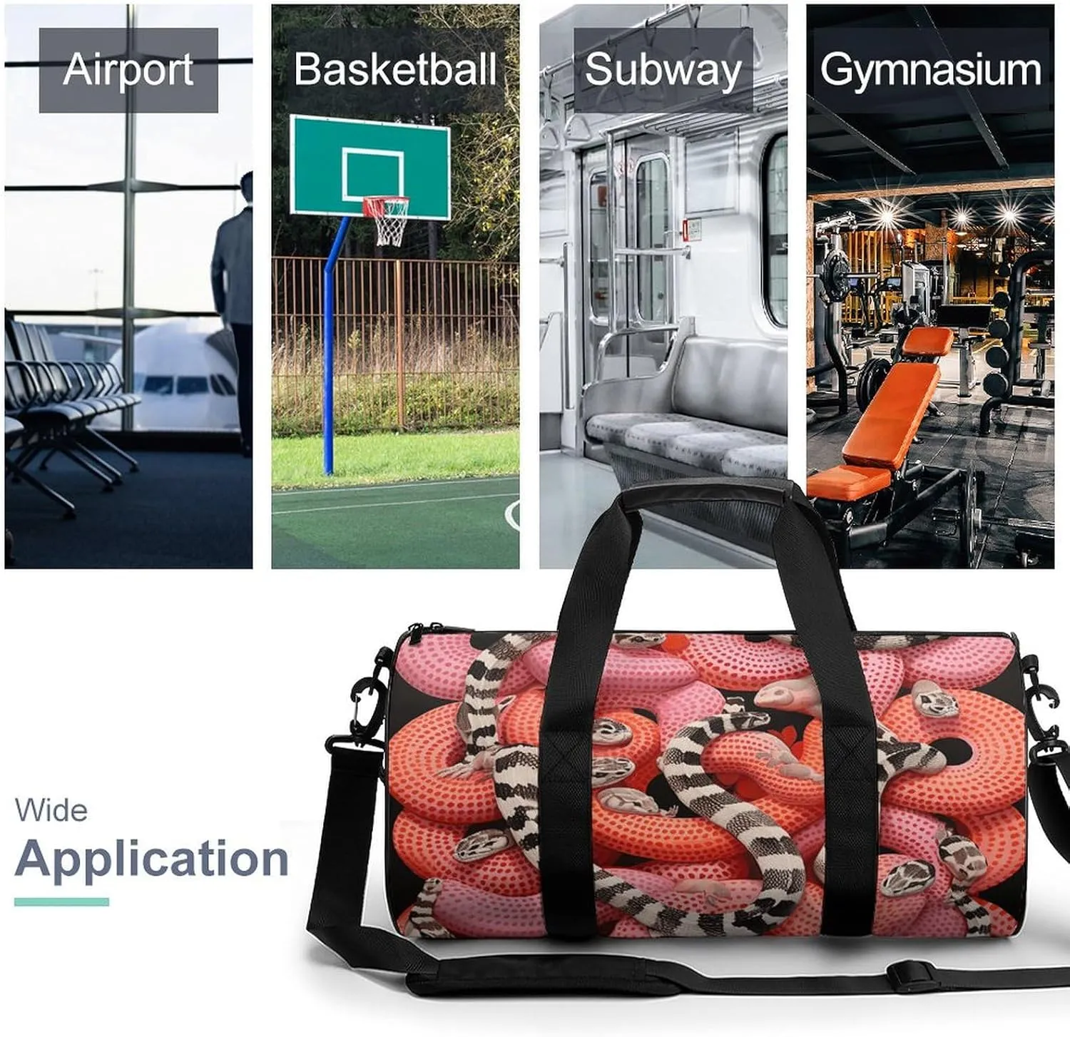 Duffel Bag for Men Women Gym Bag A Bunch of Crazy Snakes Travel Duffel Bag Waterproof Overnight Bag for Sports Workout