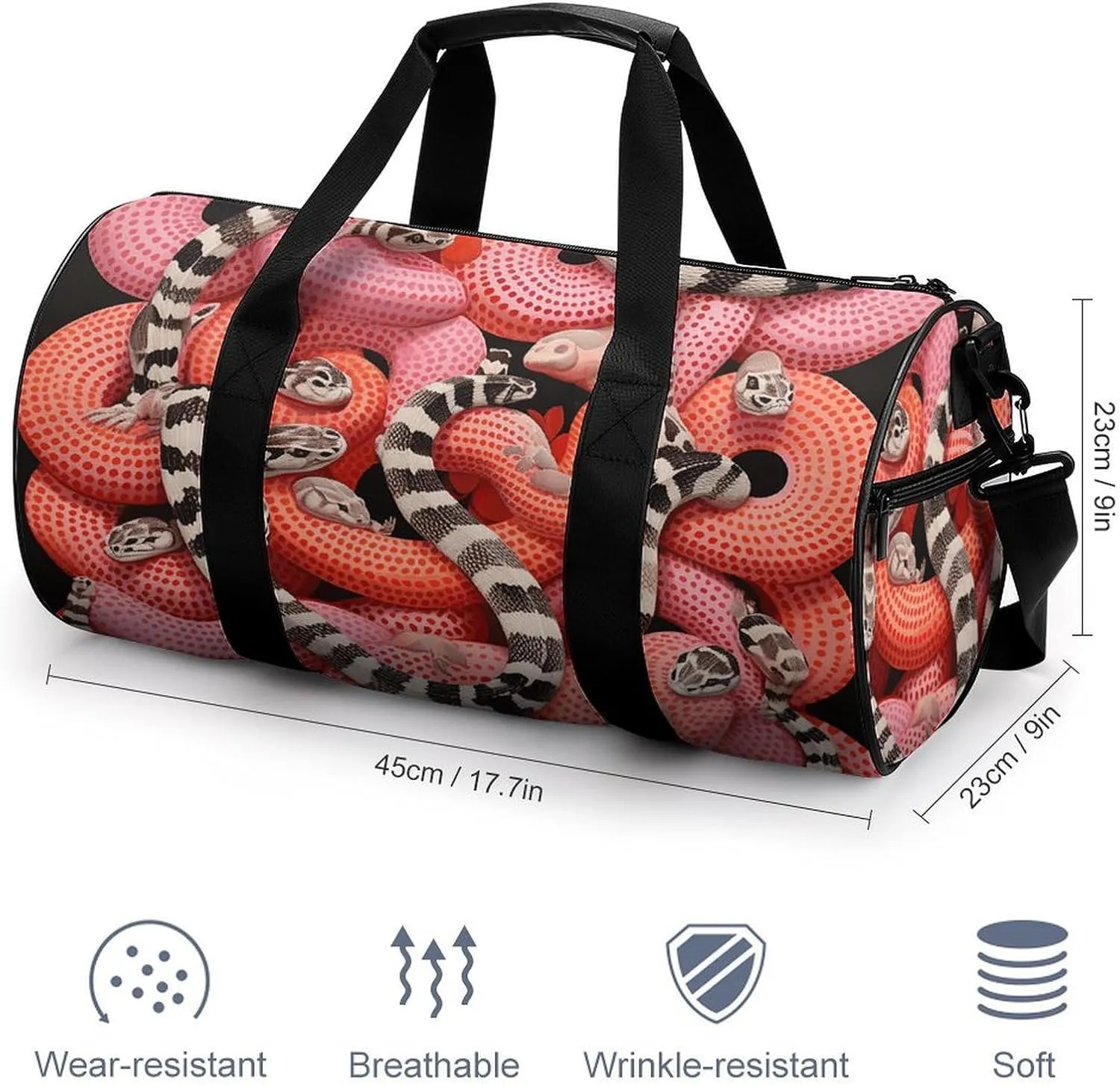 Duffel Bag for Men Women Gym Bag A Bunch of Crazy Snakes Travel Duffel Bag Waterproof Overnight Bag for Sports Workout