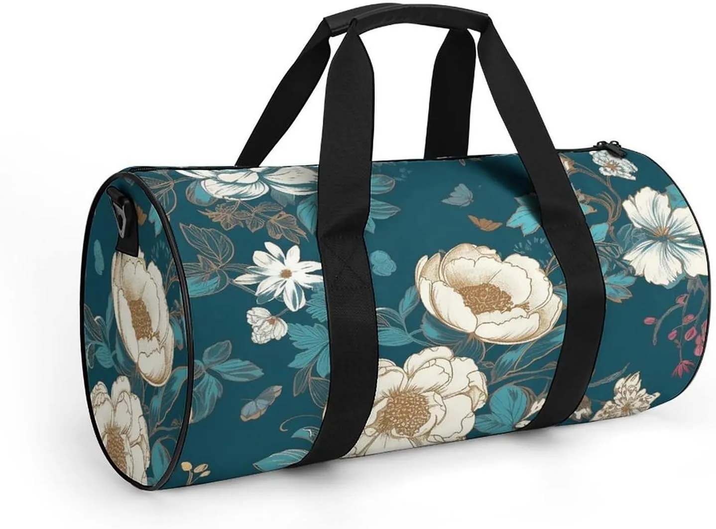 Duffel Bag for Men Women Gym Bag Hand Drawn Flowers Travel Duffel Bag Waterproof Overnight Bag for Sports Workout