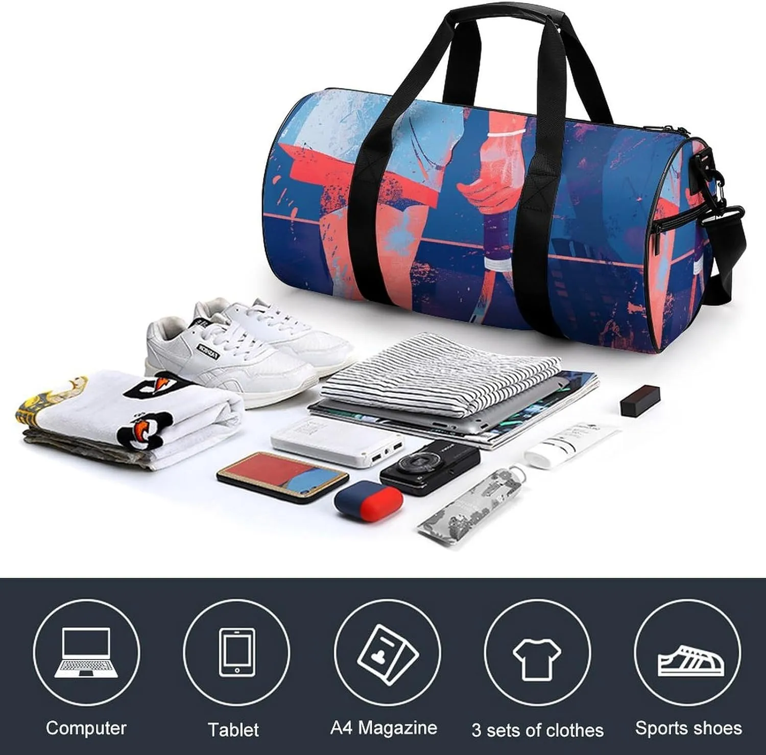Duffel Bag for Men Women Gym Bag Holding A Tennis Racket Travel Duffel Bag Waterproof Overnight Bag for Sports Workout