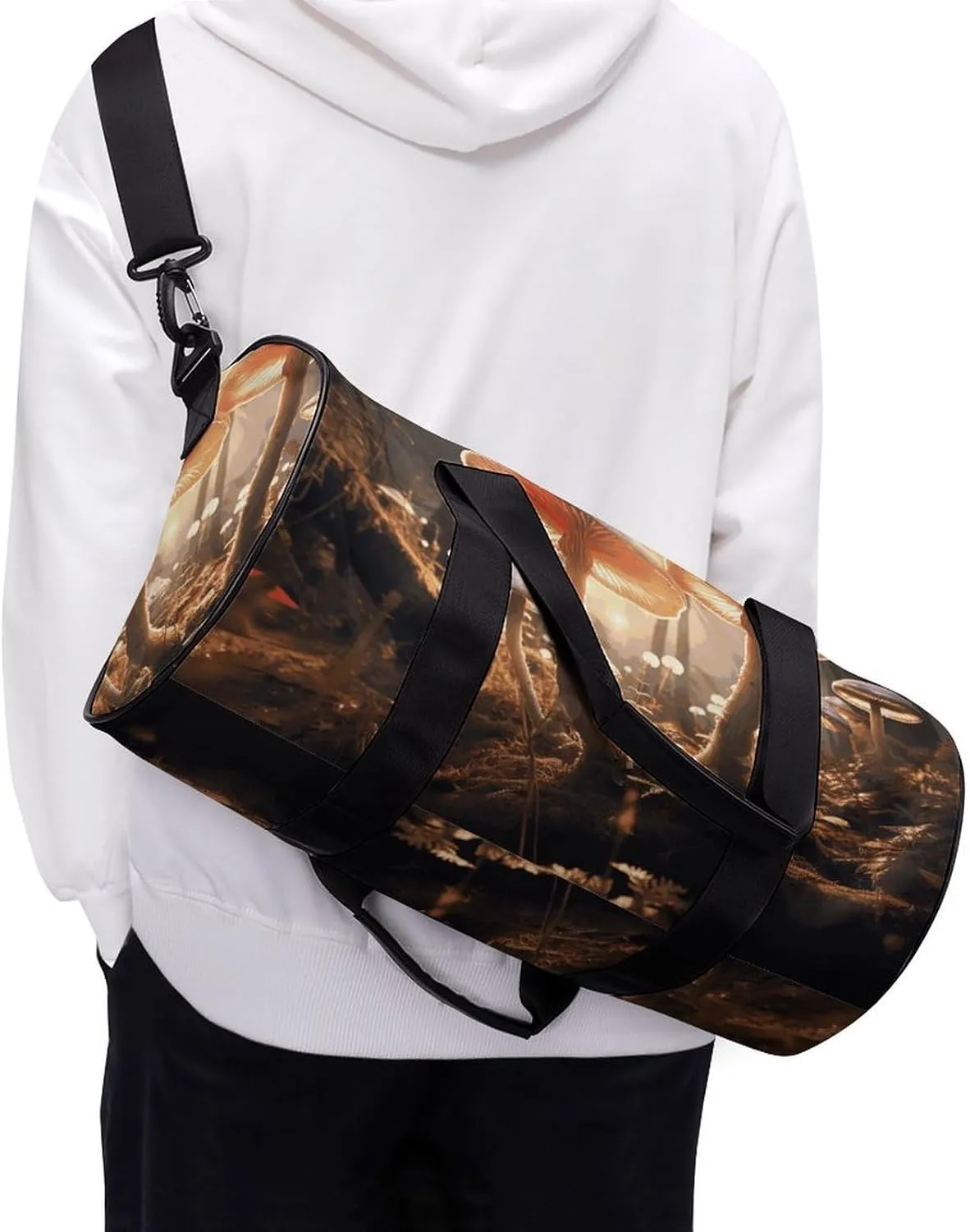 Duffel Bag for Men Women Gym Bag Mushroom Forest Travel Duffel Bag Waterproof Overnight Bag for Sports Workout