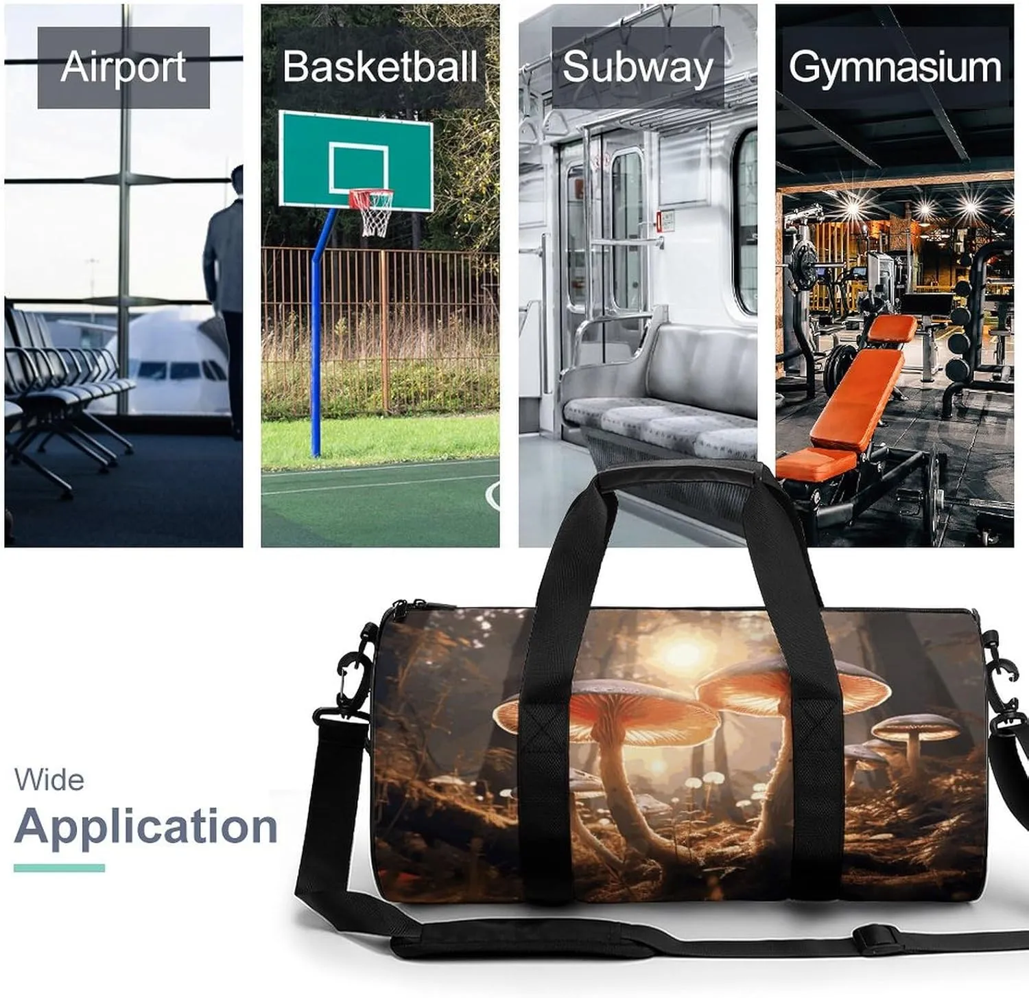 Duffel Bag for Men Women Gym Bag Mushroom Forest Travel Duffel Bag Waterproof Overnight Bag for Sports Workout