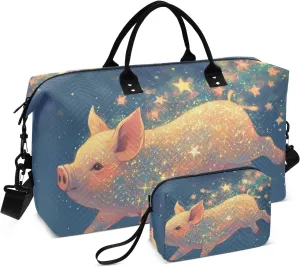 Duffel Bag Weekender Overnight Bag Gym Duffel Bag with Adjustable Strap for Trip Waterproof Unique Imagination Aesthetic Miniature Pig