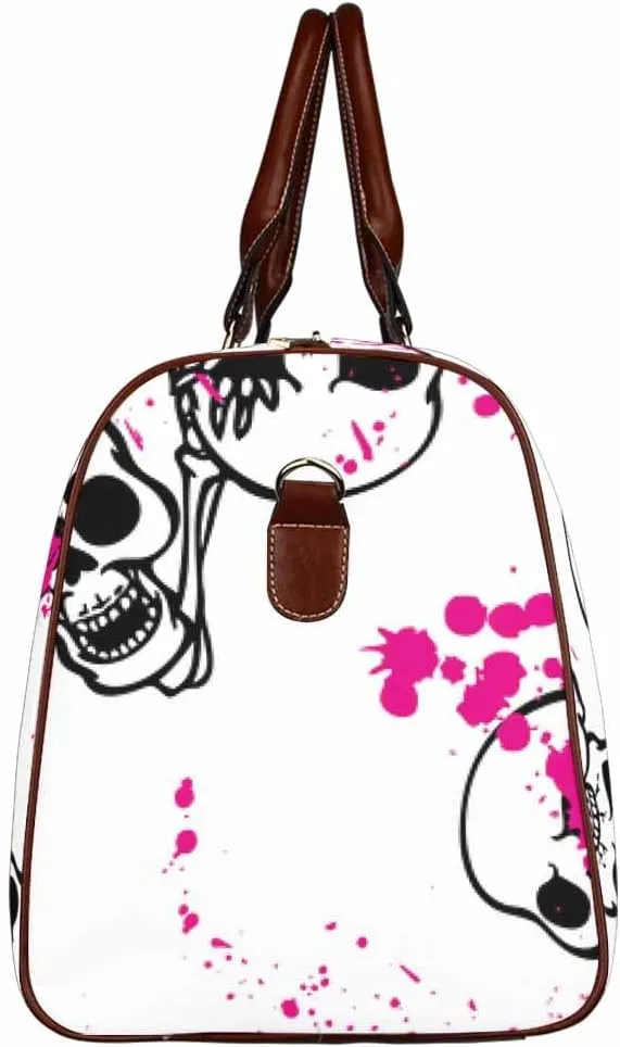 Duffle Bag For Travel Skull Pink Paint Foldable Travel Duffel Bag Tote Carry On Luggage Bag(Type-2,18.62"x 8.5"x 9.65")