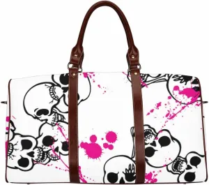Duffle Bag For Travel Skull Pink Paint Foldable Travel Duffel Bag Tote Carry On Luggage Bag(Type-2,18.62"x 8.5"x 9.65")