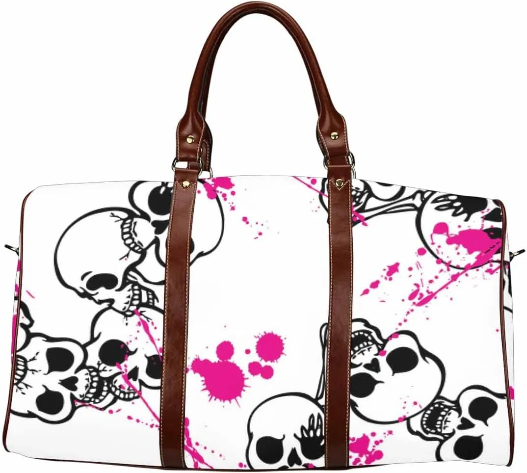 Duffle Bag For Travel Skull Pink Paint Foldable Travel Duffel Bag Tote Carry On Luggage Bag(Type-2,18.62"x 8.5"x 9.65")