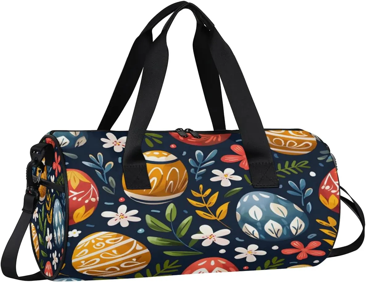 Eggs Easter Travel Gym Bag Waterproof Sport Dance Bag for Women Men Portable Gymnastics Duffel Bags Canvas Tote Carry on Handbag for Workout Overnight Weekender