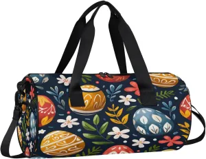 Eggs Easter Travel Gym Bag Waterproof Sport Dance Bag for Women Men Portable Gymnastics Duffel Bags Canvas Tote Carry on Handbag for Workout Overnight Weekender
