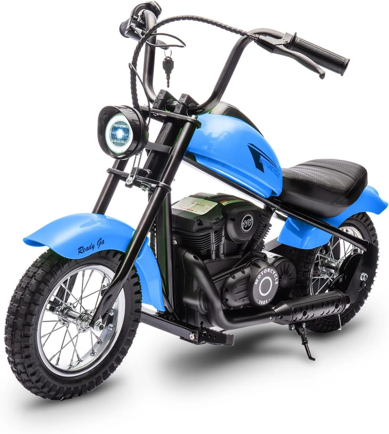 Electric Dirt Bike, 15 Mph & 150lb Max, 24V Ride On Toy for Big Kids w/Led Lights & Power Display, 300W Chain-Driven Motor, Two Speed, Handbrake, Leather Seat, 12" Air-Filled Tires, Blue