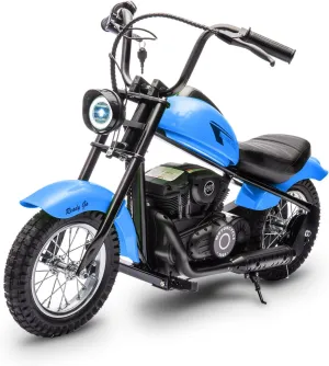 Electric Dirt Bike, 15 Mph & 150lb Max, 24V Ride On Toy for Big Kids w/Led Lights & Power Display, 300W Chain-Driven Motor, Two Speed, Handbrake, Leather Seat, 12" Air-Filled Tires, Blue