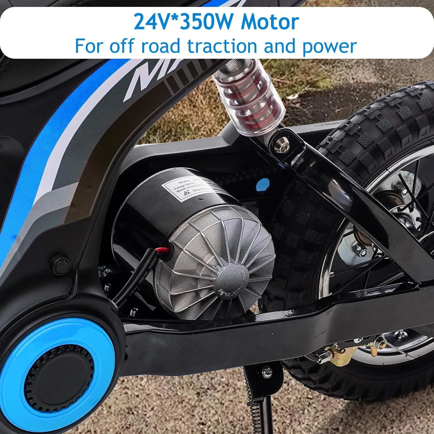 Electric Motorcycle for Kids Electric Dirt Bike Teather Seat, Rear Brake, Electric Motorbike for Kids/Teens,350W Chain-Driven Motor