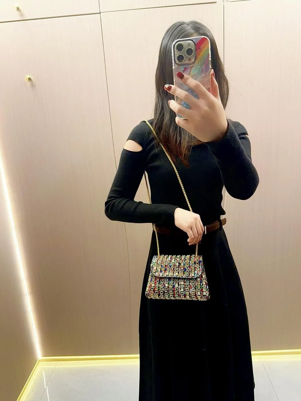 Elegant Rhinestones Evening Bag Handbag With Chain Women Delicate Shoulder Bags Crossbody Purse Evening Purses