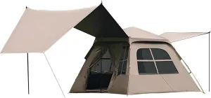 [Ellniges]【Automatic Blackout Tent】3-Second Instant Setup, Spacious 1.65m Height 3-4 Person Camping Tent with 3-in-1 Shelter Modes, Waterproof Oxford Fabric & Enhanced Ventilation for Family Hiking/Ba