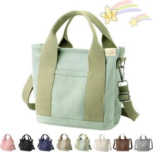 Elmyse Canvas Tote Bag for Women - Large Capacity Multi-Pocket Handbag and Crossbody Bag for Office & Travel