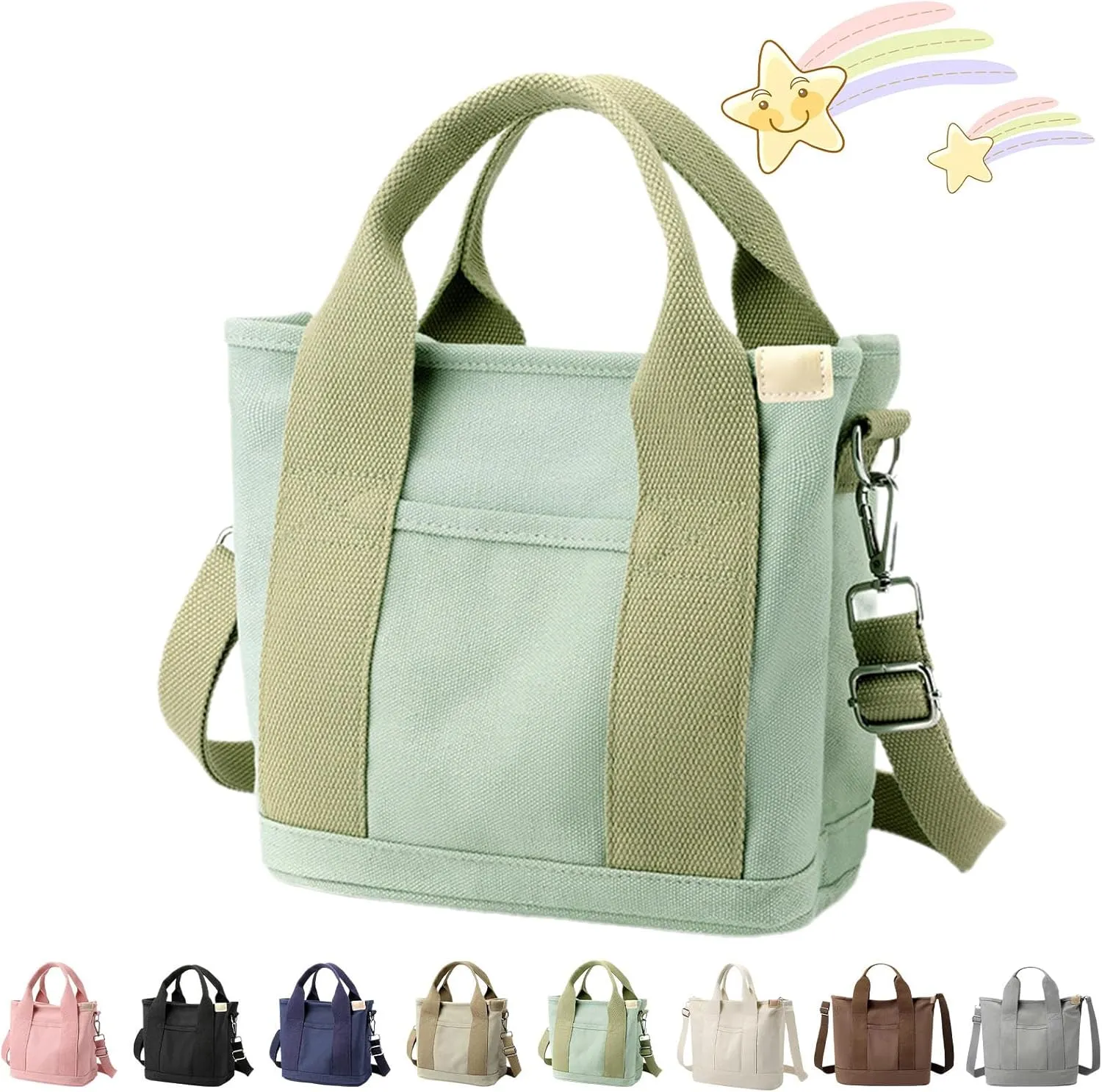 Elmyse Canvas Tote Bag for Women - Large Capacity Multi-Pocket Handbag and Crossbody Bag for Office & Travel