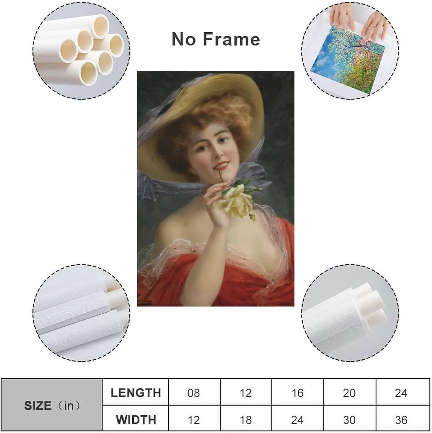 Emile Vernon Poster Print Fille A La Rose Jaune Home Decor Poster Wall Art Hanging Picture Print Bedroom Decorative Painting Posters Room Aesthetic 12x18inch(30x45cm)