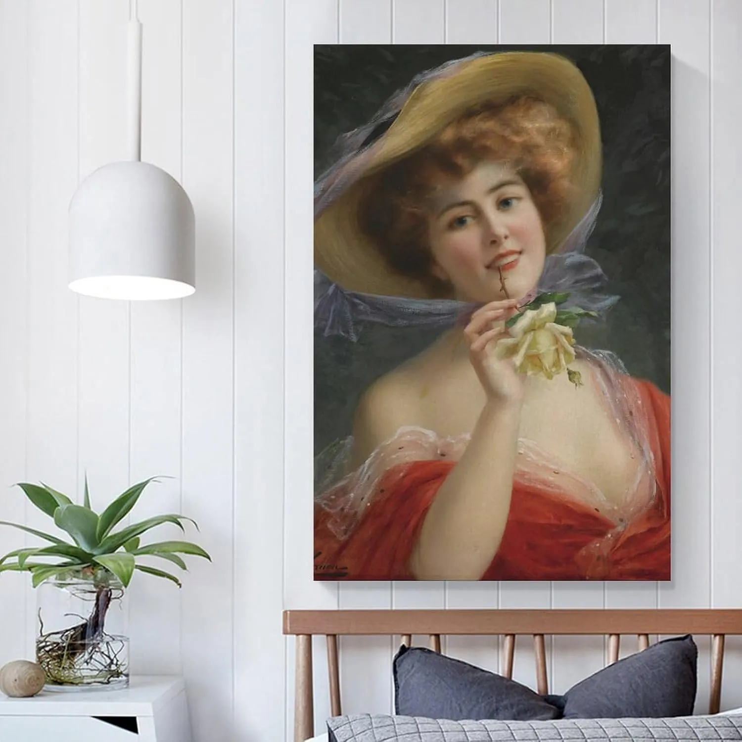 Emile Vernon Poster Print Fille A La Rose Jaune Home Decor Poster Wall Art Hanging Picture Print Bedroom Decorative Painting Posters Room Aesthetic 12x18inch(30x45cm)