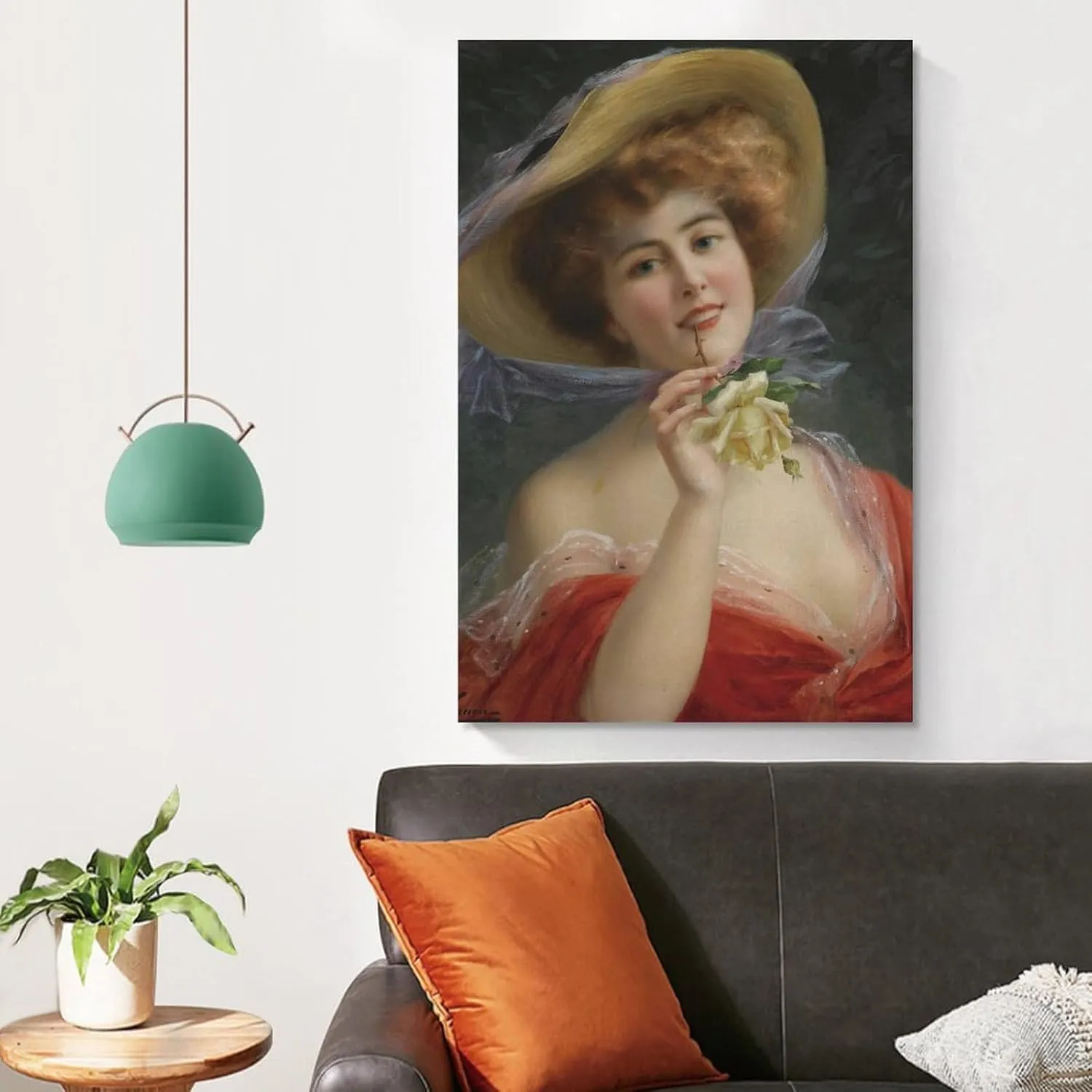 Emile Vernon Poster Print Fille A La Rose Jaune Home Decor Poster Wall Art Hanging Picture Print Bedroom Decorative Painting Posters Room Aesthetic 12x18inch(30x45cm)