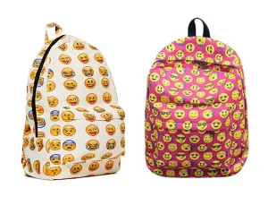 Emoji Print 16.5-inch Canvas Backpack