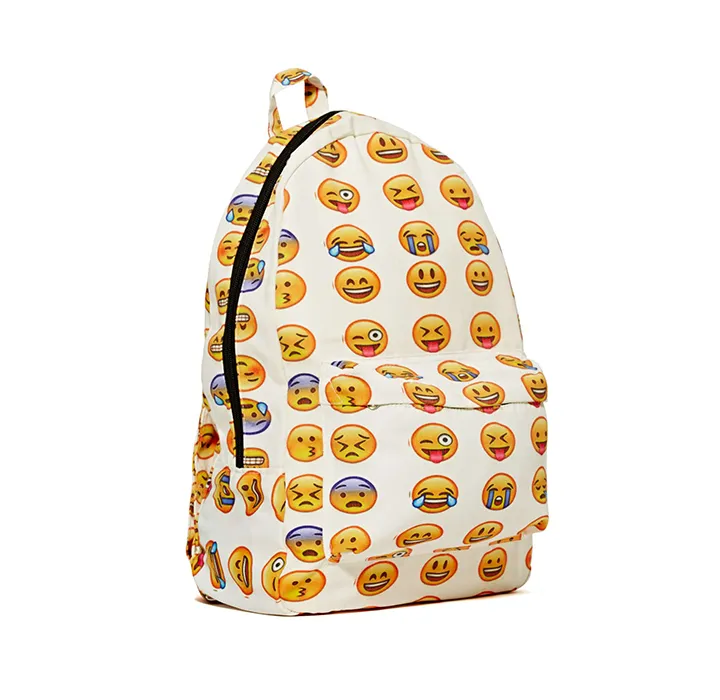 Emoji Print 16.5-inch Canvas Backpack