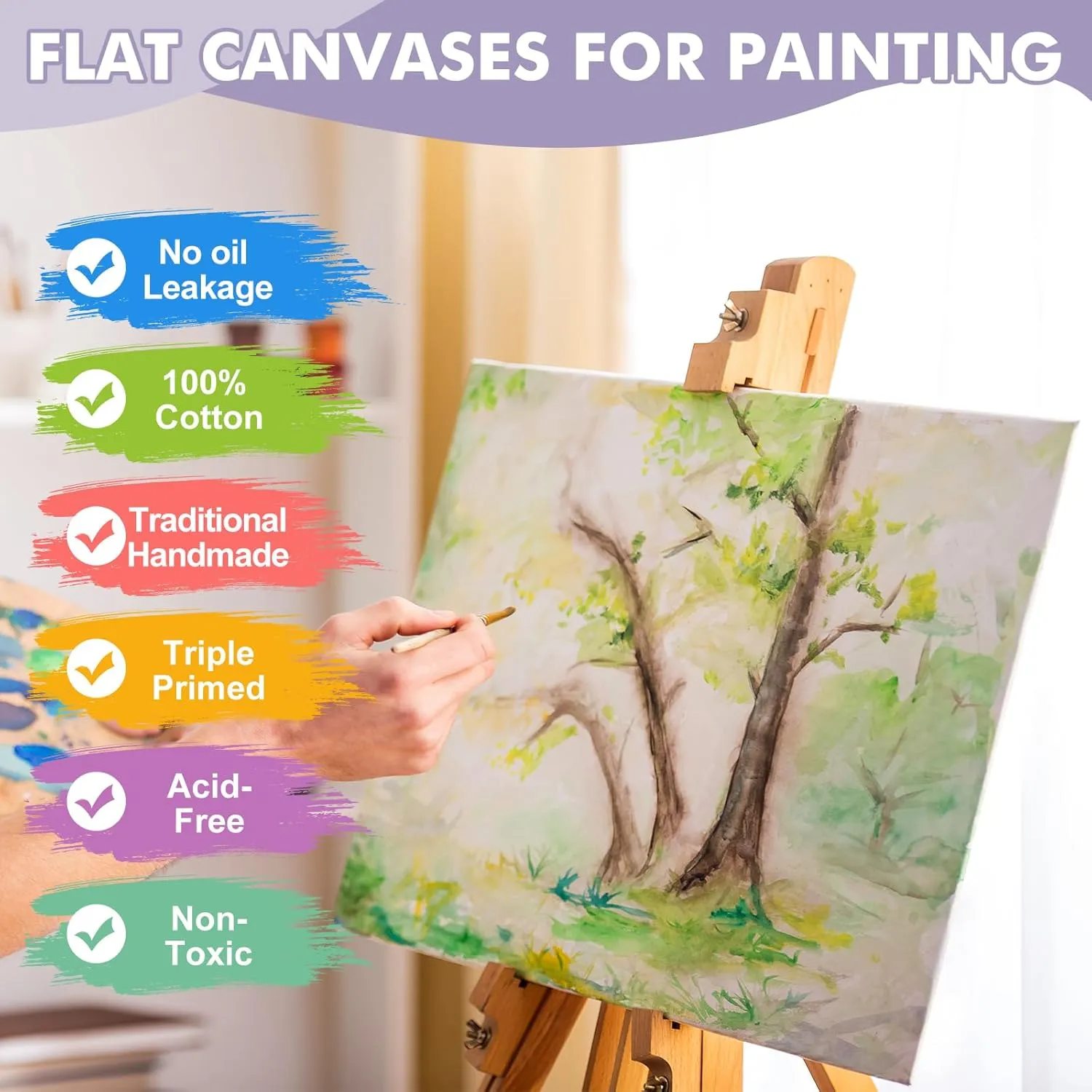 ESRICH Canvas Boards for Painting 12x16 Inch, 8 Pack Canvases for Painting Cotton Primed Acid Free Large Blank Canvas Panels for Oil Paint, Watercolor, Acrylic Paint, Gouache and Tempera.