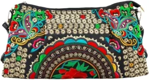 Ethnic Embroidered Crossbody Bag Casual Canvas Small Bag With Large Capacity For Mobile Phone And Coins
