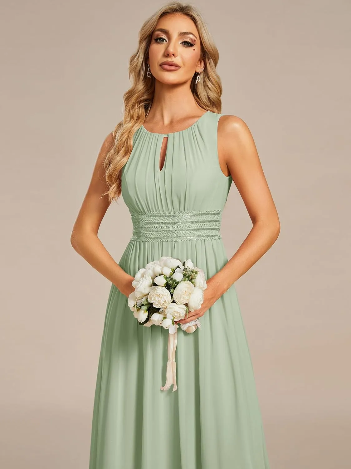 Ever-Pretty Women's Crew Neck Sleeveless A Line Hollow Out Sequin Maxi Fromal Dress 01955