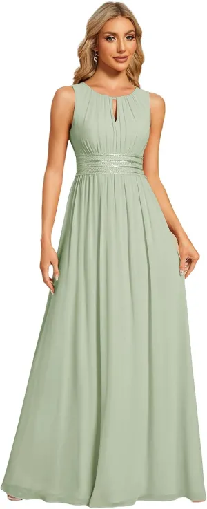 Ever-Pretty Women's Crew Neck Sleeveless A Line Hollow Out Sequin Maxi Fromal Dress 01955