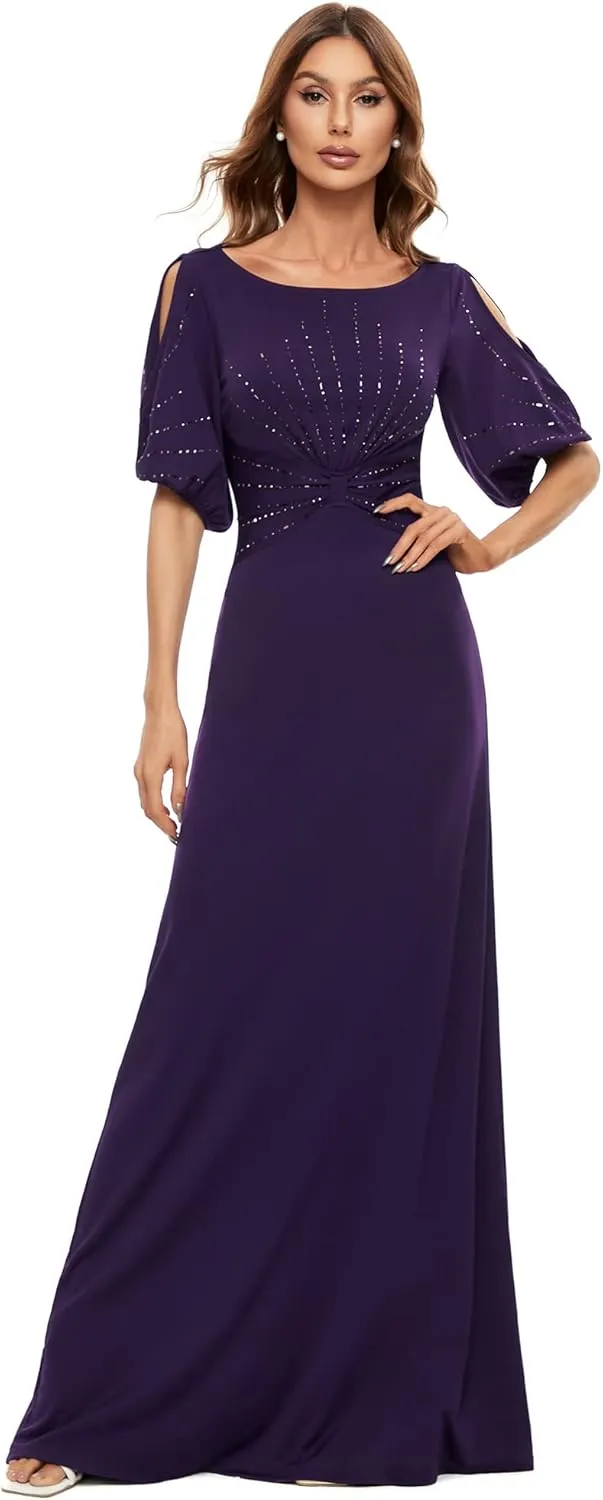 Ever-Pretty Women's Round Neck Hollow Out Sleeves Mermaid Beaded Formal Dresses 0544-USA