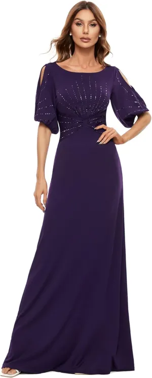 Ever-Pretty Women's Round Neck Hollow Out Sleeves Mermaid Beaded Formal Dresses 0544-USA