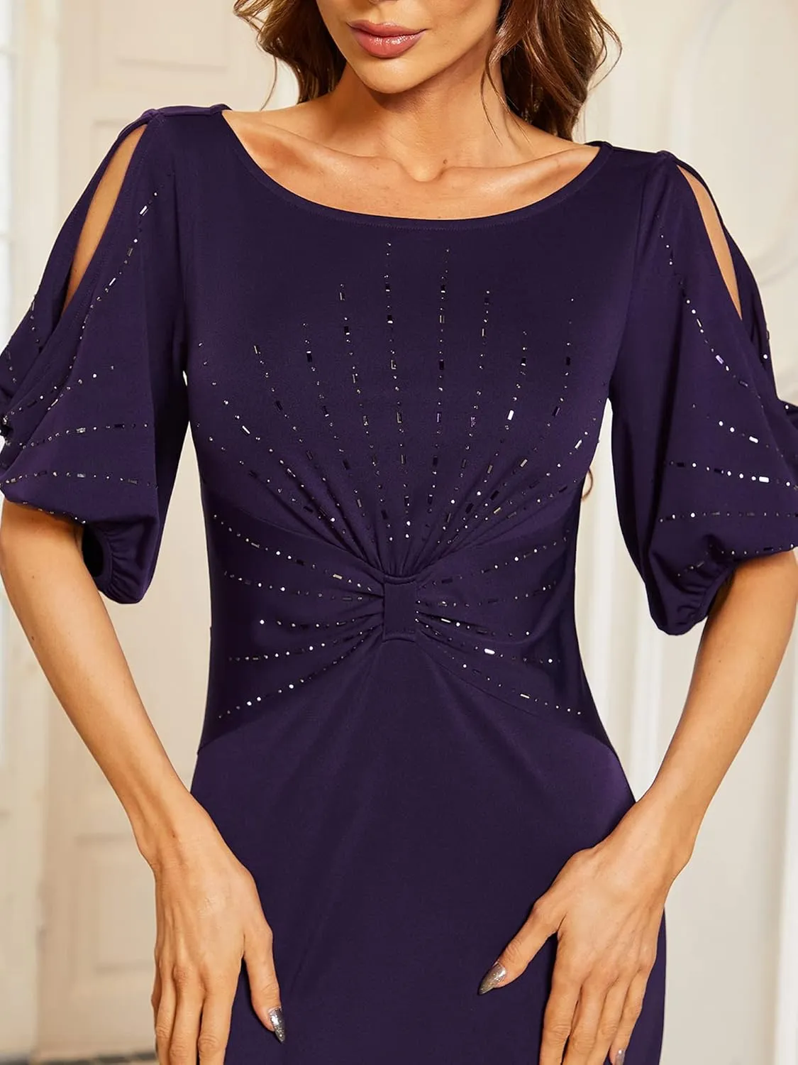 Ever-Pretty Women's Round Neck Hollow Out Sleeves Mermaid Beaded Formal Dresses 0544-USA