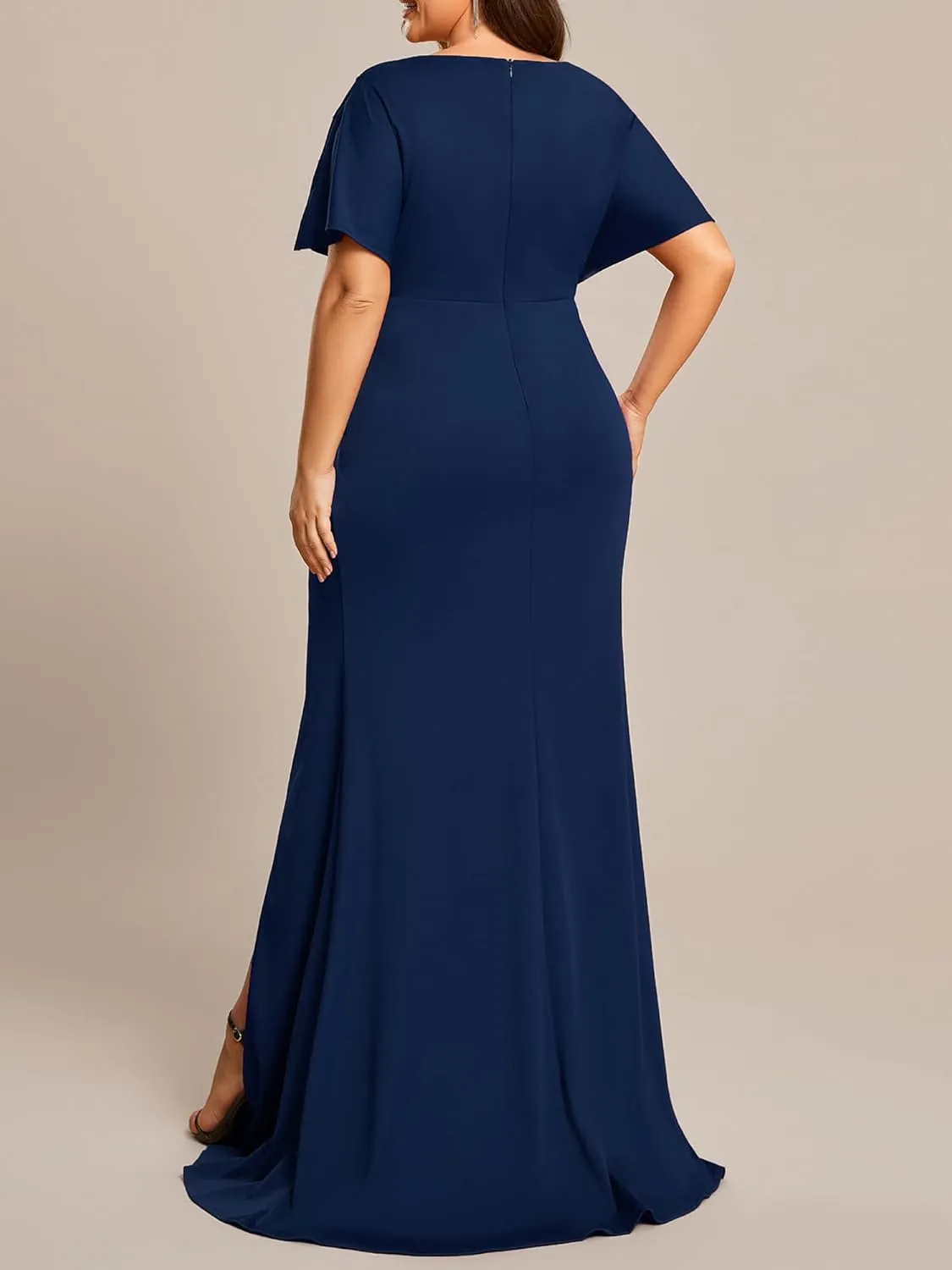 Ever-Pretty Women's Sexy Hollow Out V Neck Sequin Split Plus Size Trendy Formal Dresses for Curvy Women 1777-DAPH