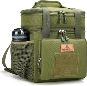 Expandable XLarge Tactical Lunch Box for Adults, Waterproof Insulated Lunch Bag with Lots of Storage Space, Durable Lunch Pail for Men Women Work Outdoor Picnic Trips, 22L(Army Green), HSHRISH