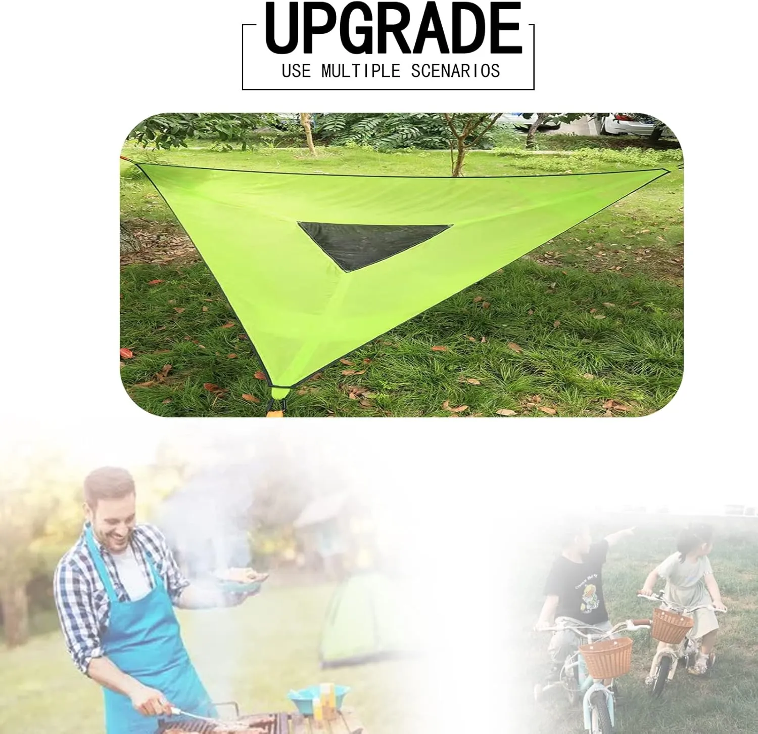 Experience Ultimate Adventure with Our Revolutionary 380cm Multi-Person Aerial Camping Hammock: Triangle Mat with 3-Point Suspension for Tree Houses and Outdoor Fun!-Green||280CM