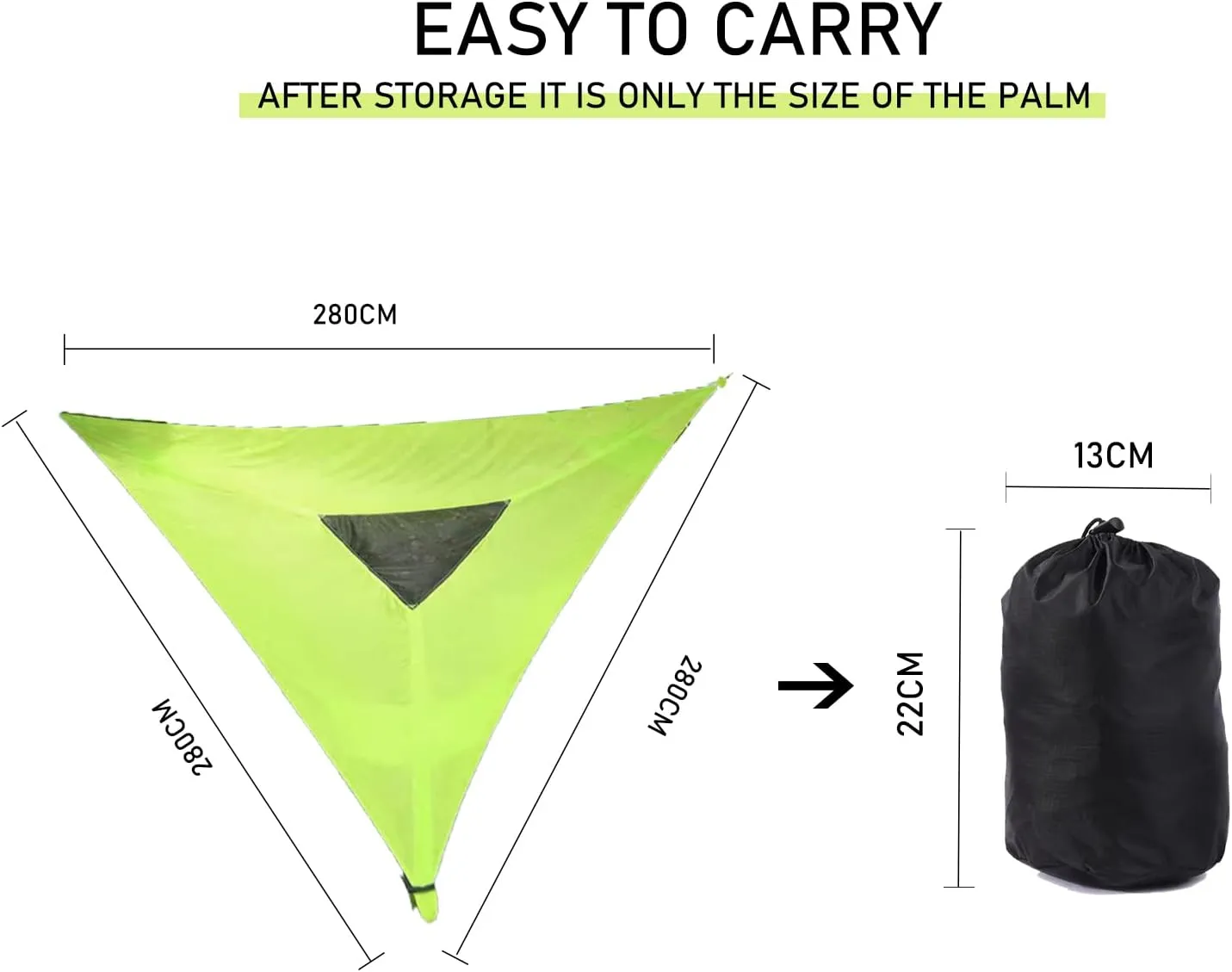 Experience Ultimate Adventure with Our Revolutionary 380cm Multi-Person Aerial Camping Hammock: Triangle Mat with 3-Point Suspension for Tree Houses and Outdoor Fun!-Green||280CM