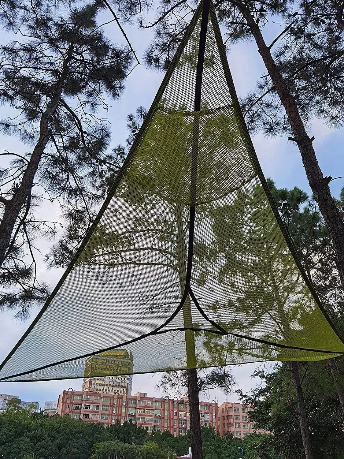 Experience Ultimate Adventure with Our Revolutionary 380cm Multi-Person Aerial Camping Hammock: Triangle Mat with 3-Point Suspension for Tree Houses and Outdoor Fun!-Green||280CM