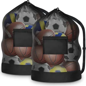 Extra Large Sports Ball Bag - Mesh Soccer Team Balls Bag, Drawstring Sport Equipment Storage for Basketball, Beach Cloth and Swimming Gears