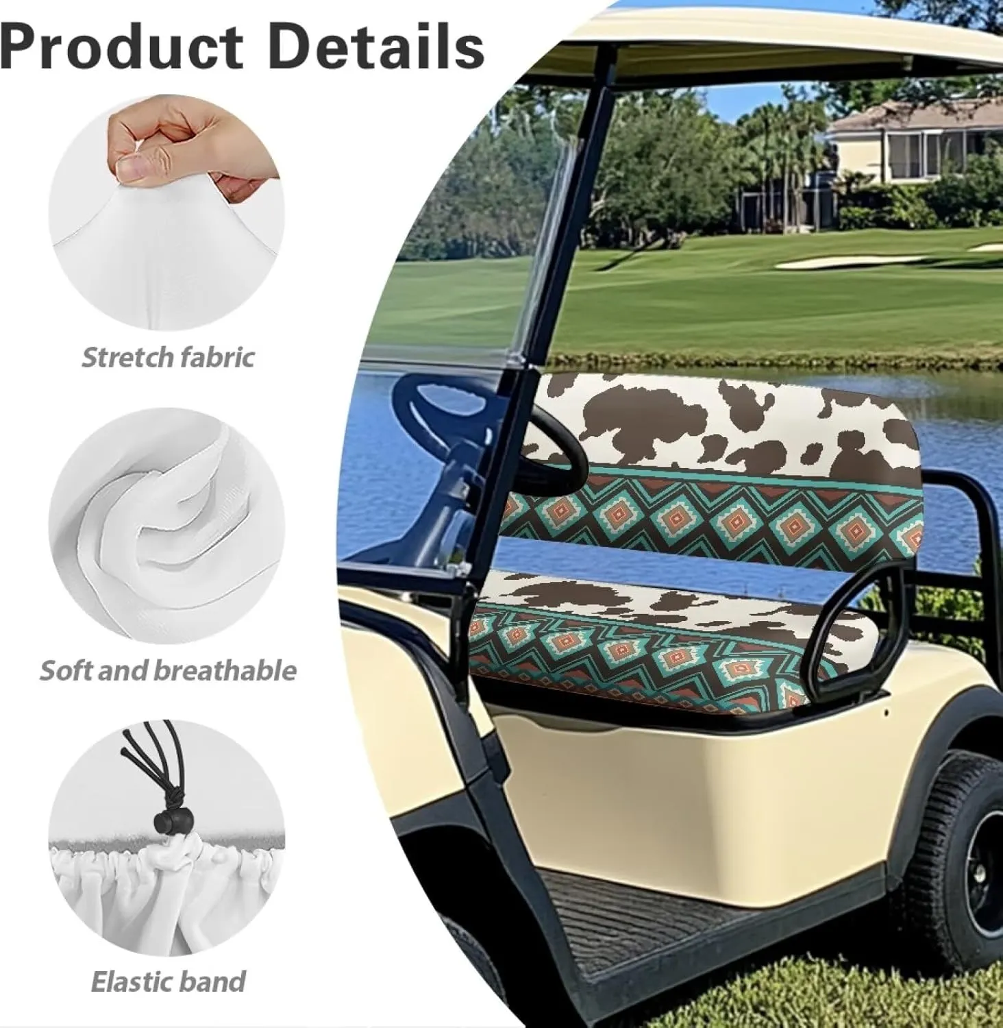 EZGO RXV Seat Covers with Elastic Edges - Heavy-Duty Universal Size for Club Car Precedent All-Season Protection