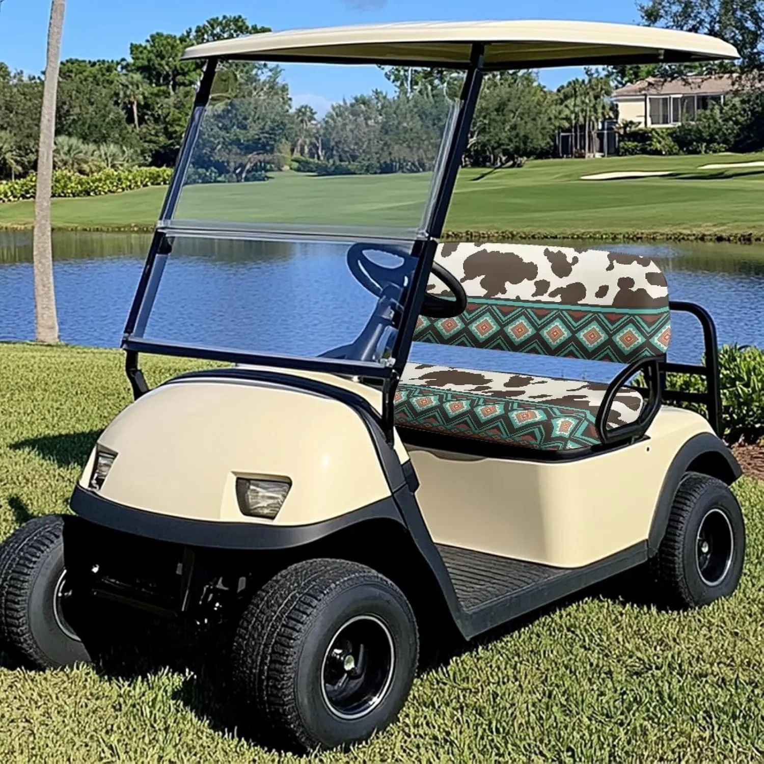 EZGO RXV Seat Covers with Elastic Edges - Heavy-Duty Universal Size for Club Car Precedent All-Season Protection
