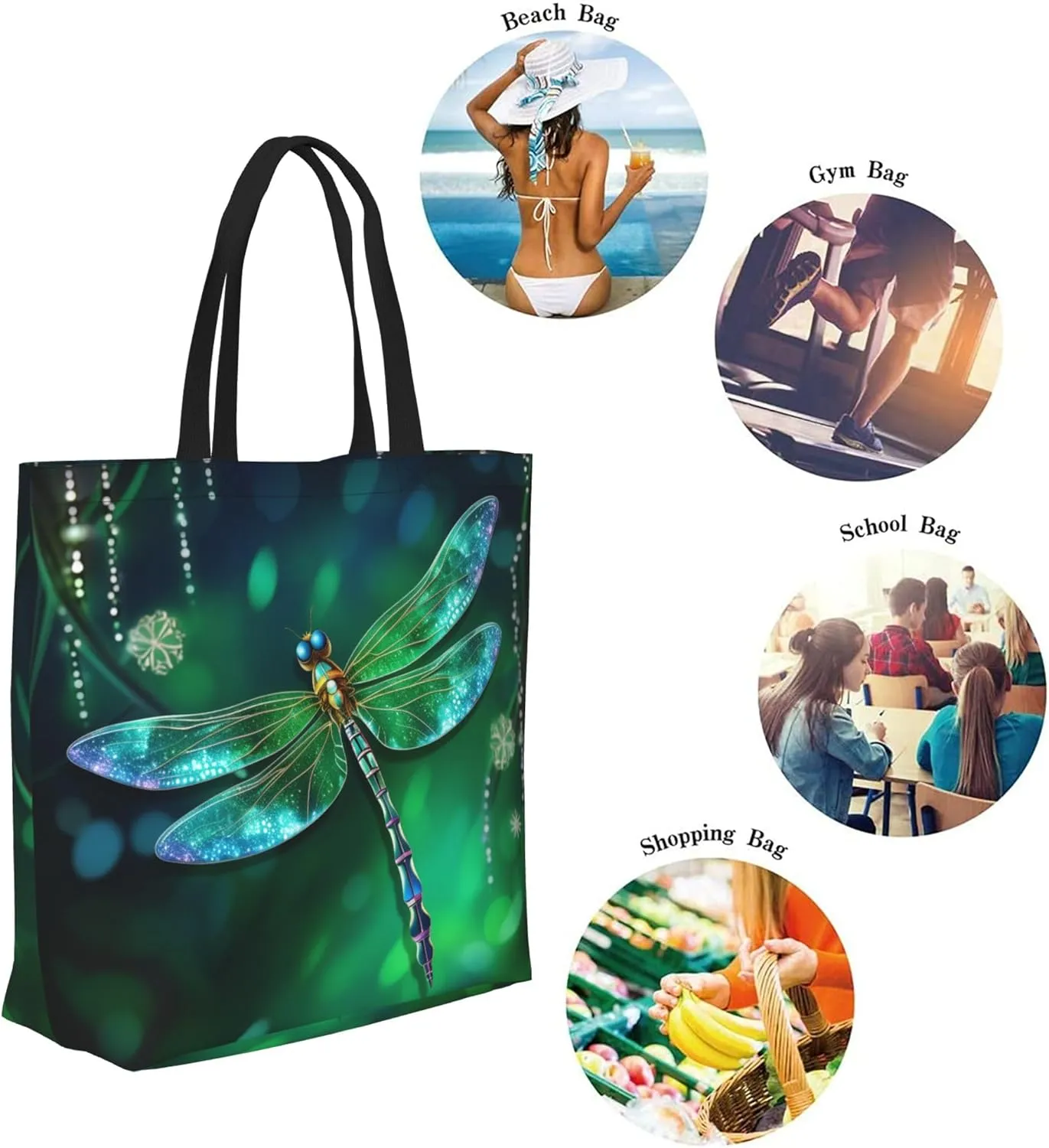 Famame Canvas Tote Bag Large Women Casual Shoulder Bag Handbag Reusable Multipurpose Shopping Grocery Bag For Outdoors…